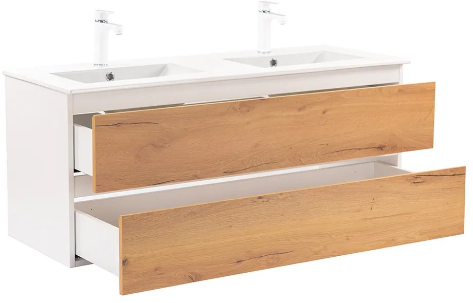 Dulap inferior Vario Forte 120 cu lavoar, stejar alb