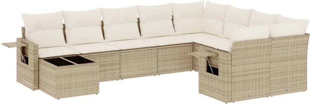 vidaXL Set canapele de grădină cu perne, 10 piese, bej, poliratan