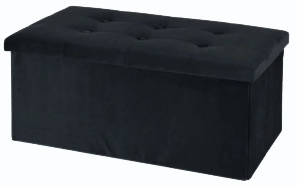 Taburet cu spațiu depozitare 76x38x38 cm catifea negru