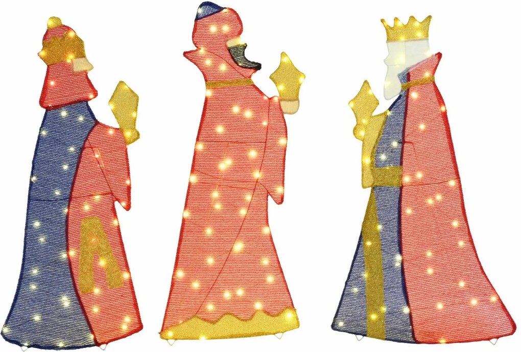 vidaXL Iluminat de Crăciun cu cei 3 Magi 3 pcs Alb cald 105 cm