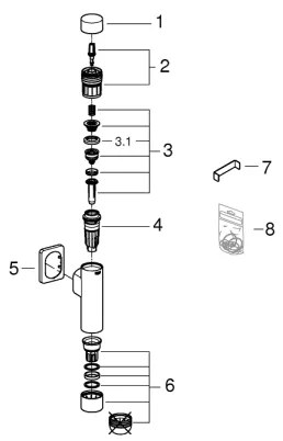 GROHE 37349000 - supapă de spălare cu presiune RONDO A.S. 3” crom lucios