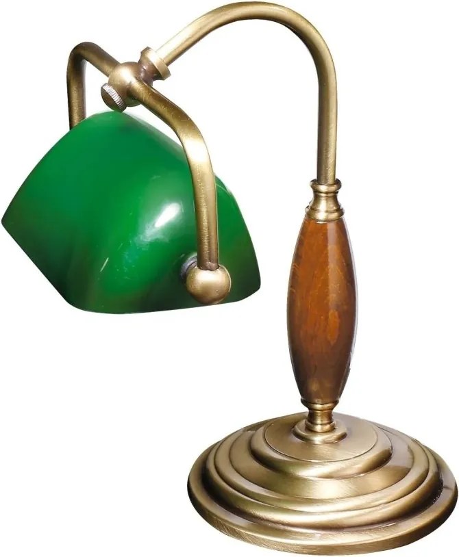 Lampa de birou din alama si lemn Banker Petite