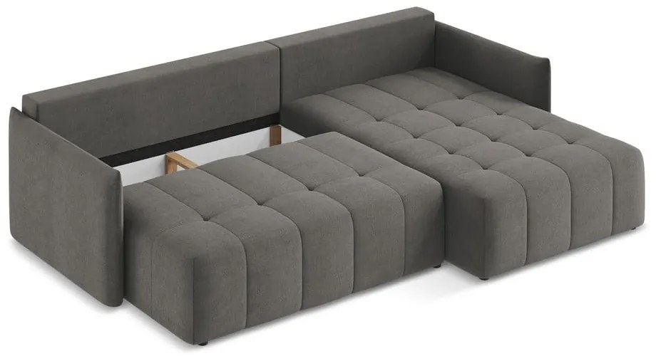 Colțar gri închis extensibil/cu spațiu de depozitare (cu colț pe partea dreaptă/cu șezlong) Moku – Makamii