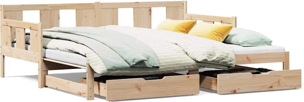 vidaXL Pat de zi cu extensie și sertare fără saltea, 90x200 cm