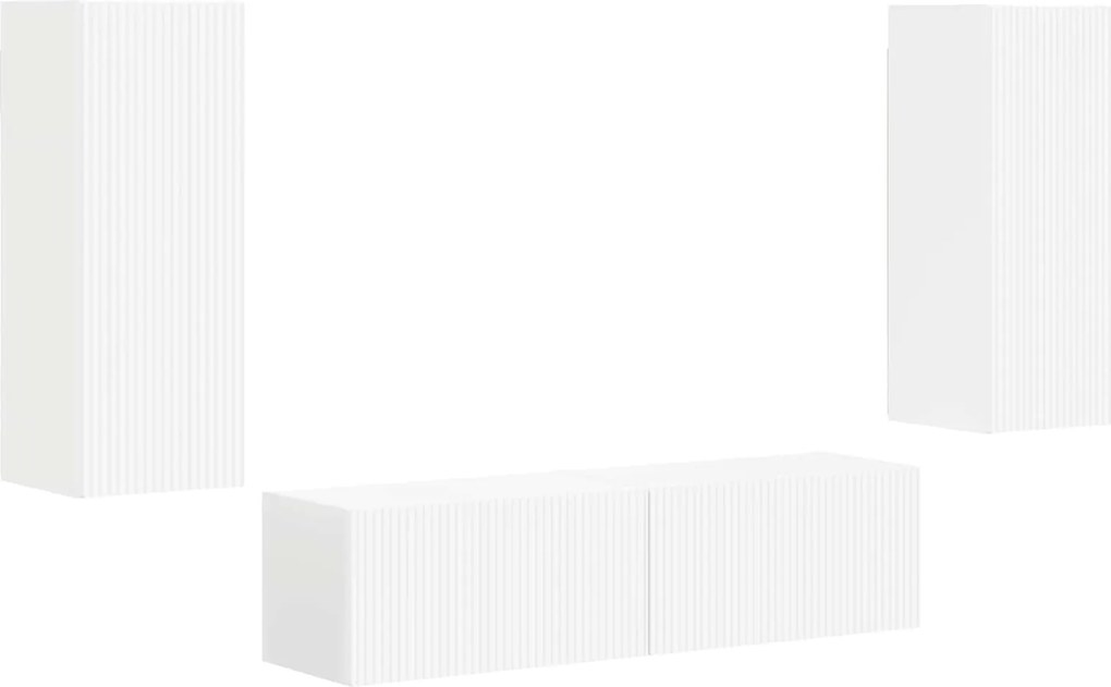 vidaXL Set comodă TV Pe perete 2 pcs Alb Lemn compozit