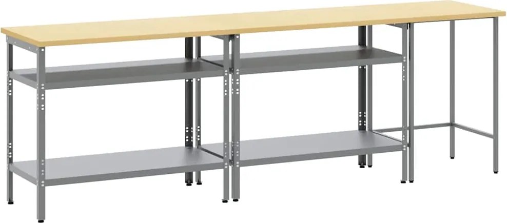 vidaXL Set banc de lucru 3 pcs Bej și gri Oțel vopsit electrostatic
