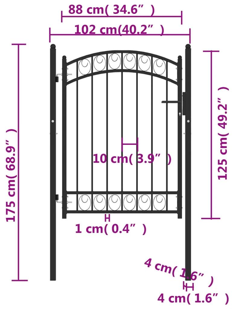 Poarta de gard cu arcada, negru, 100x125 cm, otel Negru, 100 x 125 cm