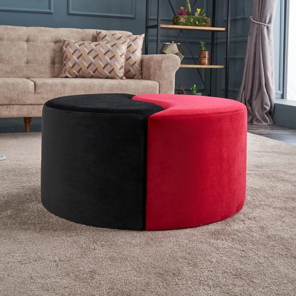 Taburet Alis Puf Red and Black