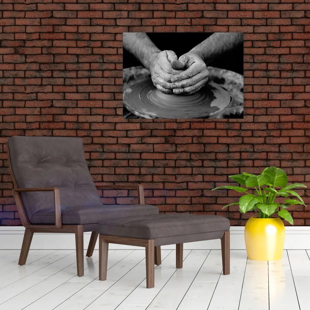 Tablou alb negru - producția de ceramică (70x50 cm)