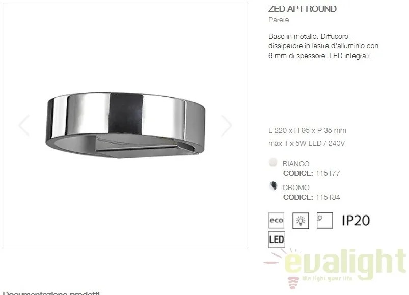 Aplica de perete LED moderna ZED AP1 ROUND CROMO 115184