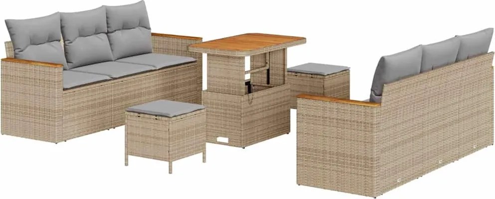 vidaXL Set de canapele pentru grădină 11 pcs Beige și gri deschis