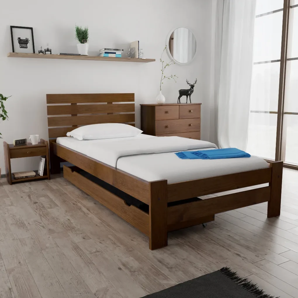 Pat inalt Paris, stejar 90x200 cm Saltele: Cu saltele Deluxe 10 cm, Somiera pat: Cu lamele drepte