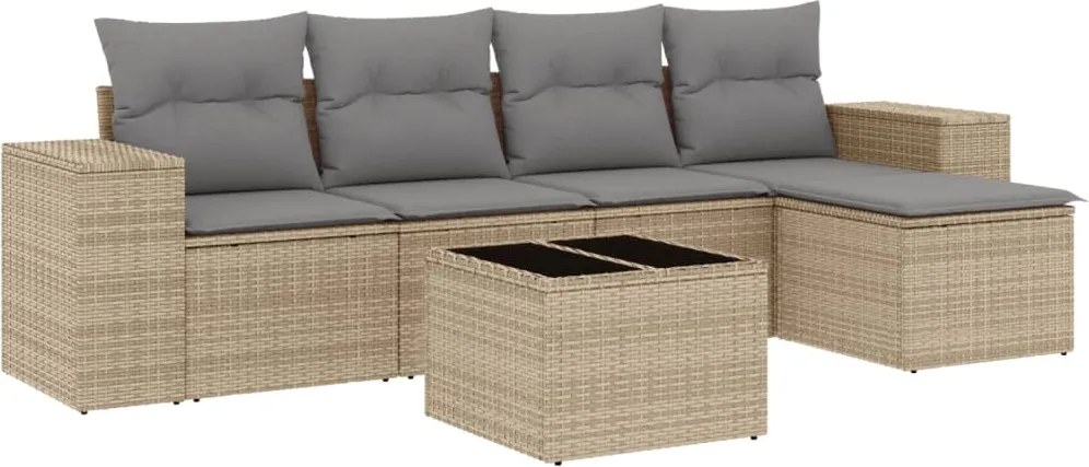 vidaXL Set canapele de grădină cu perne, 6 piese, bej, poliratan