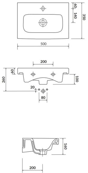 Lavor încastrat Cersanit K116-008 MODUO SLIM 35x50 cm ceramică/alb lucios
