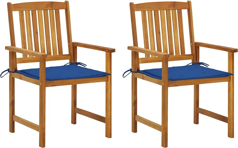 vidaXL Scaune de grădină cu perne, 2 buc., lemn masiv acacia