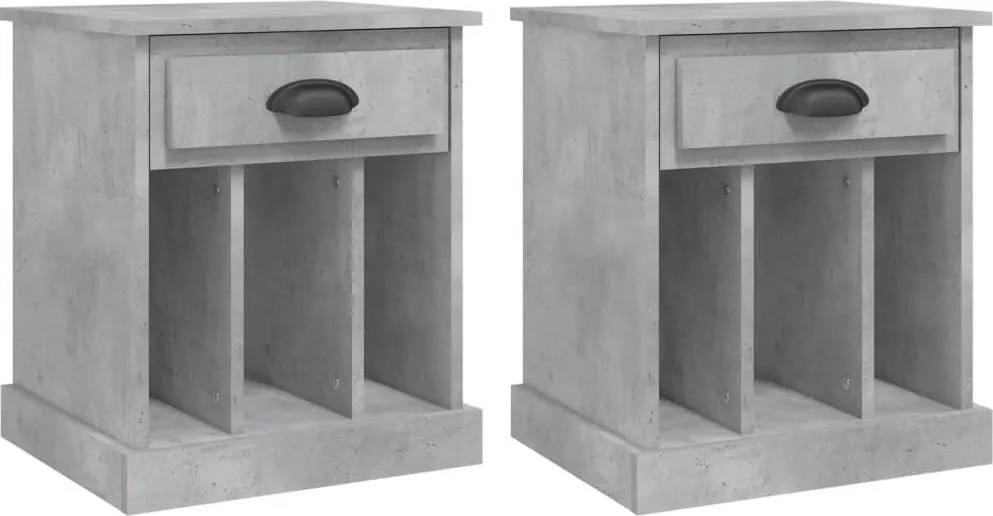 vidaXL Noptiere, 2 buc., gri beton, 43x36x50 cm