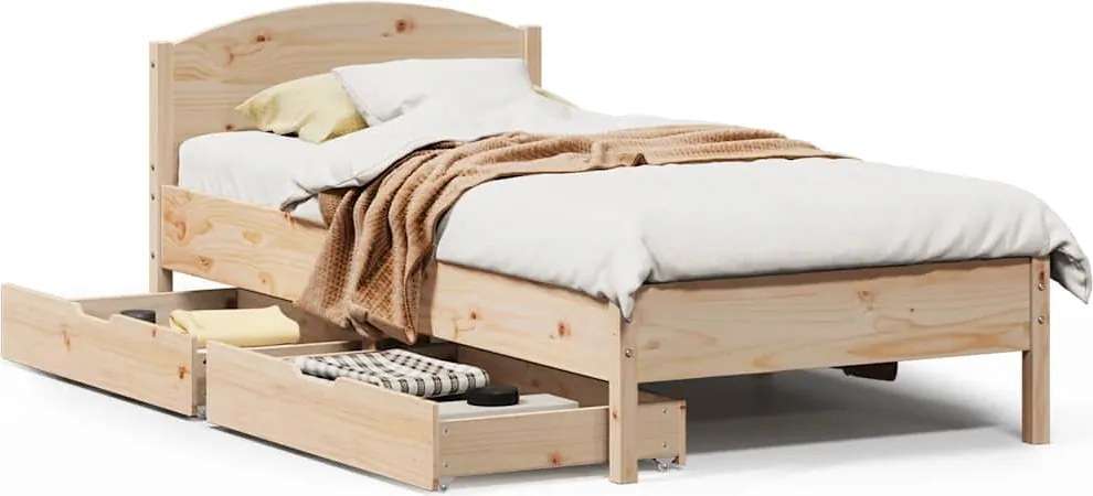 vidaXL Cadru de pat fără saltea, 75x190 cm, lemn masiv de pin