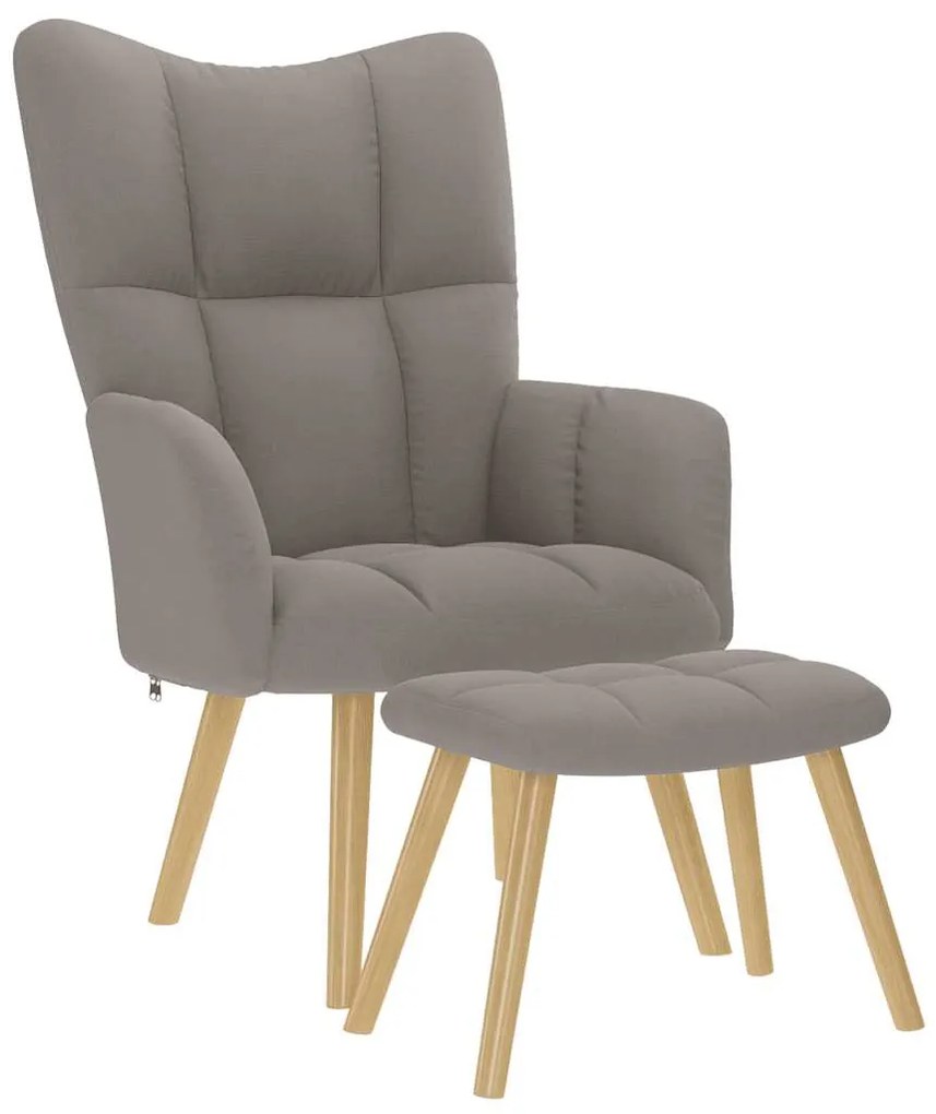 vidaXL Scaun de relaxare cu taburet, gri taupe, textil