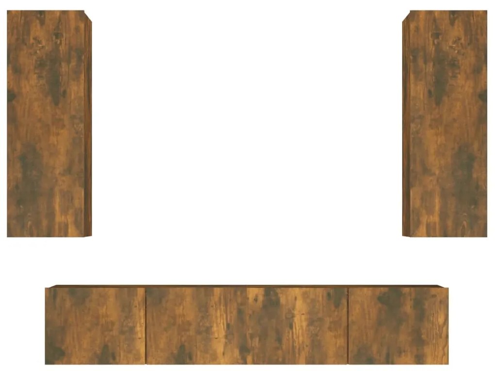 vidaXL Set dulapuri TV, 4 piese, stejar fumuriu, lemn prelucrat