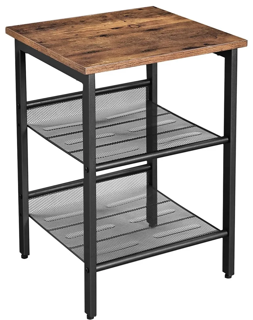Masuta cu 2 rafturi Design industrial Maro+Negru