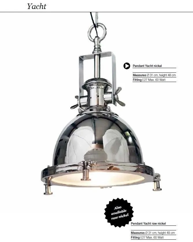 Pendul diametru 31cm raw nickel YACHT H5062503111