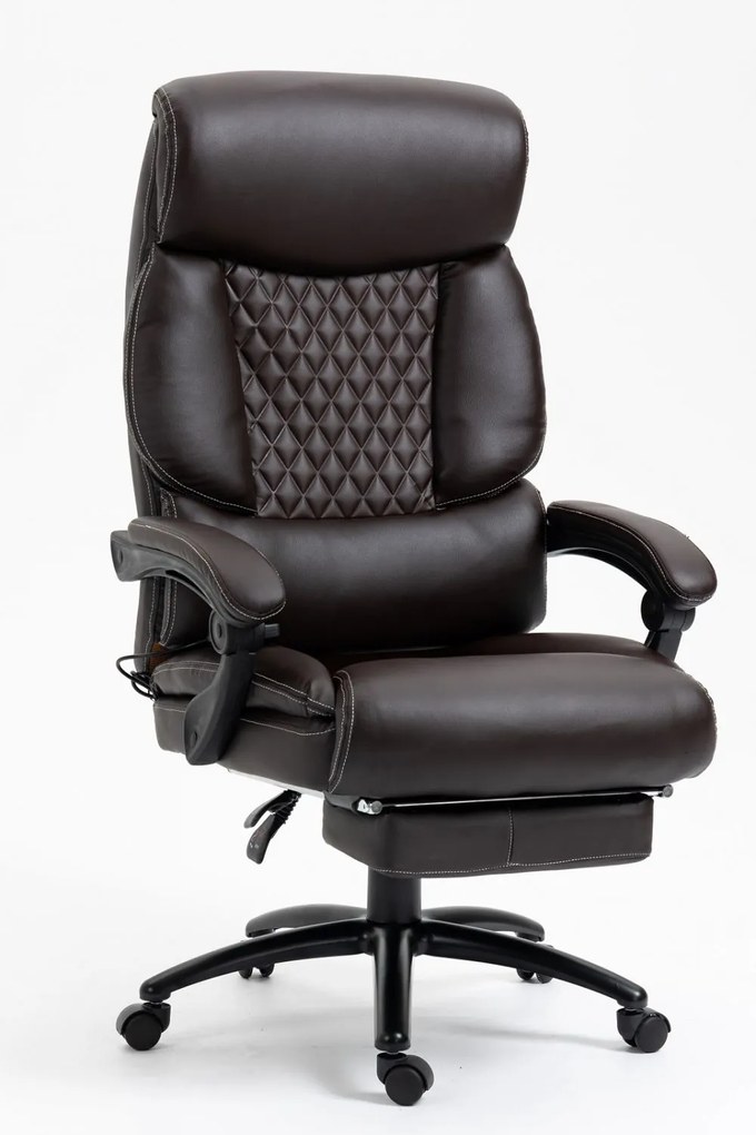 Scaun directorial, Masaj, 8 puncte de masaj, Sezut cu Arcuri Metalice și Spumă, Piele PU, Maro