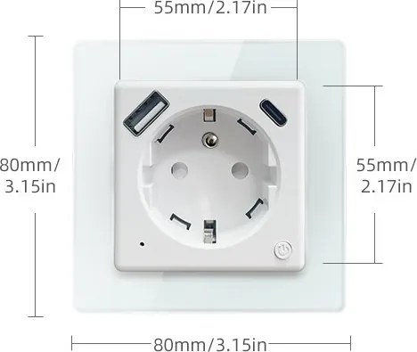 Immax NEO 07553L - Priză inteligentă tip E 16A/230V + 1xUSB-A+1xUSB C PD 20W