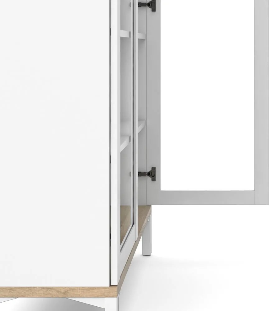 Vitrină albă-în culoare naturală cu aspect de lemn de stejar 89x203x36 cm Roomers – Tvilum