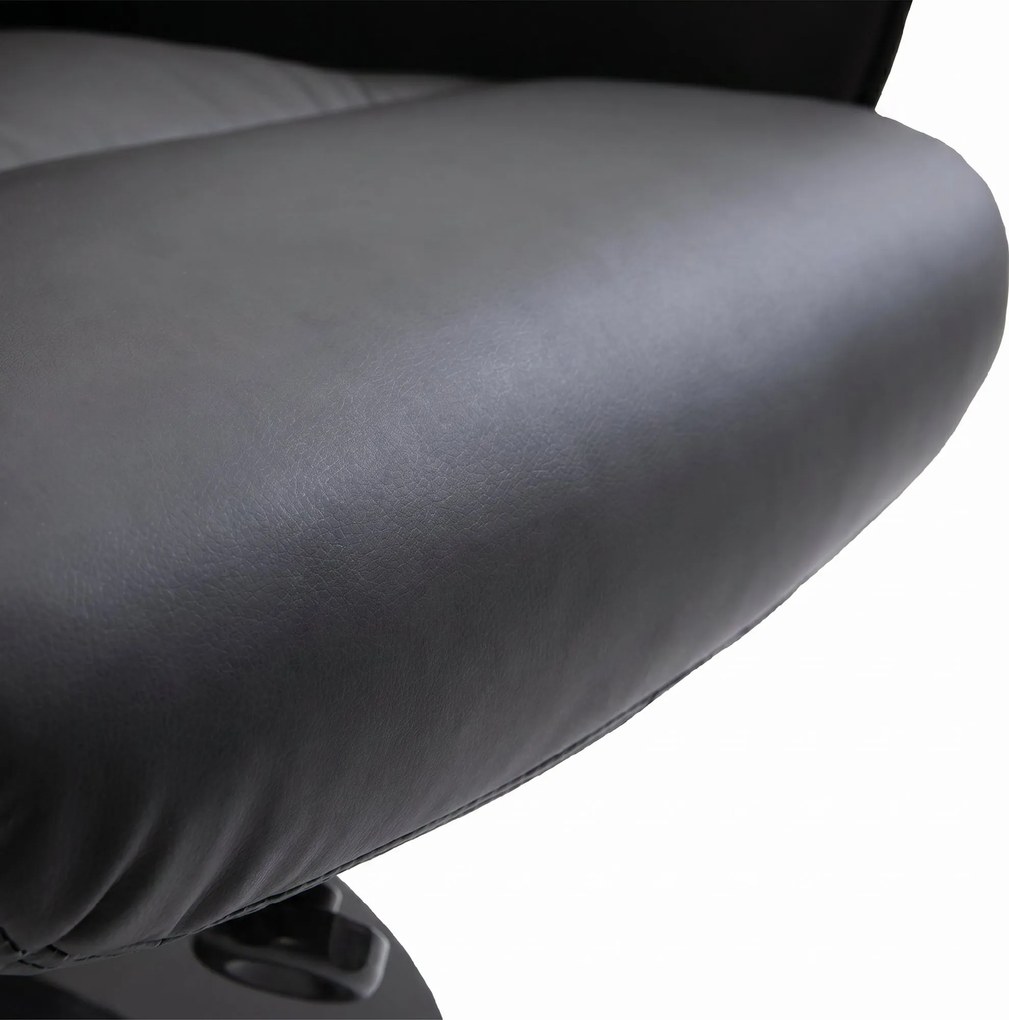 HOMCOM Fotoliu Relax Rotativ 360° din Metal și Piele Sintetică, cu Suport pentru Picioare, Spătar Reglabil, Negru | Aosom Romania