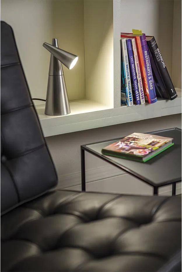Cornet - Lampă de birou ajustabilă de formă conică argintie