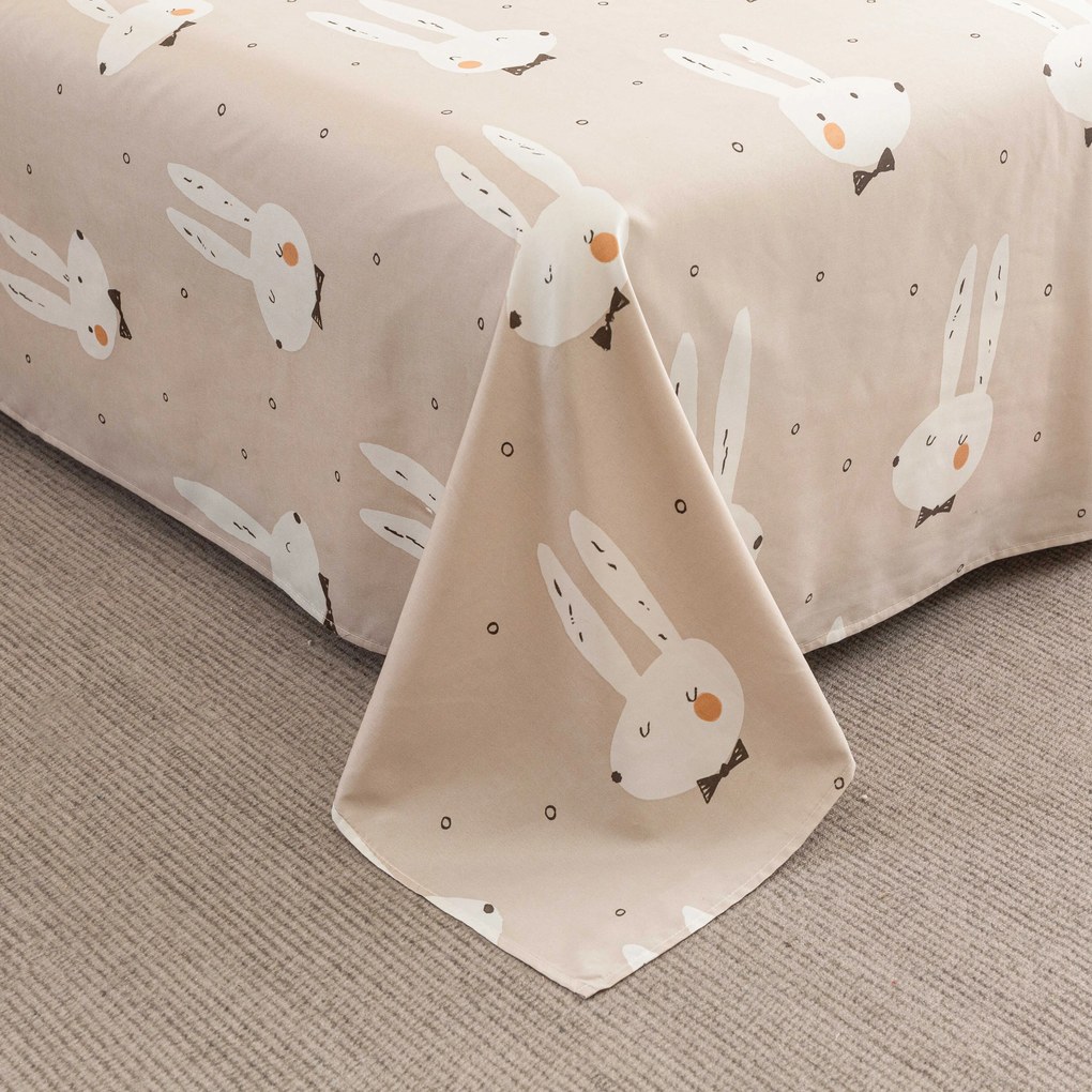 Cearsaf din microfibra 140x240 cm si husa de perna 50x70 cm WHITE RABBIT, bej