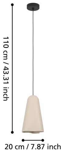 Lustră pe cablu Eglo 390363 TOLLERIC 1xE27/40W/230V bej