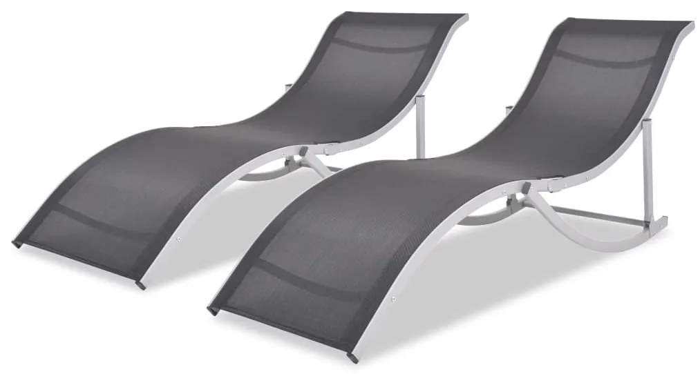 vidaXL Șezlonguri de plajă pliabile, 2 buc, aluminiu și textilenă