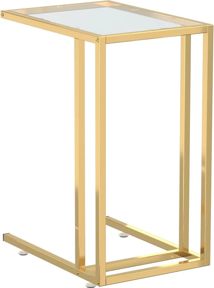 vidaXL Masă laterală de calculator, 50x35x65 cm, sticlă transparentă