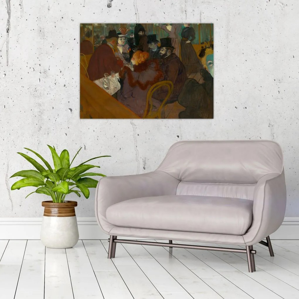Tablou pe sticlă - Henri de Toulouse-Lautrec, At the Moulin Rouge, reproducere (70x50 cm)