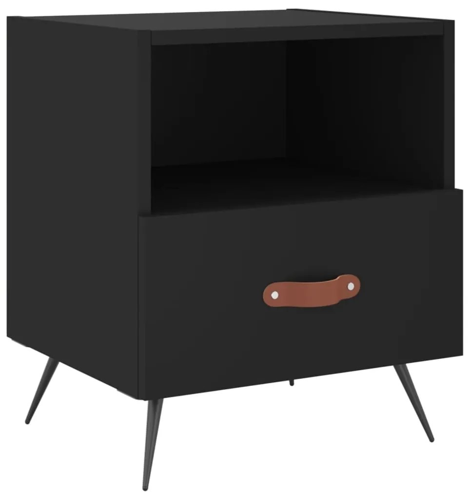 827374 vidaXL Noptieră, negru, 40x35x47,5 cm, lemn compozit