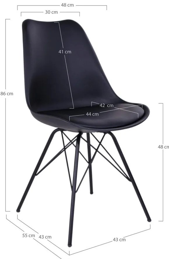 Scaune de dining negre 2 buc. Oslo – House Nordic