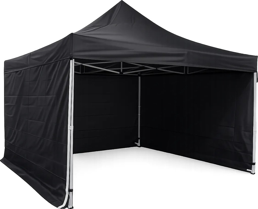 Cort pliabil 4×4 m – hexagonal din aluminiu, Negru