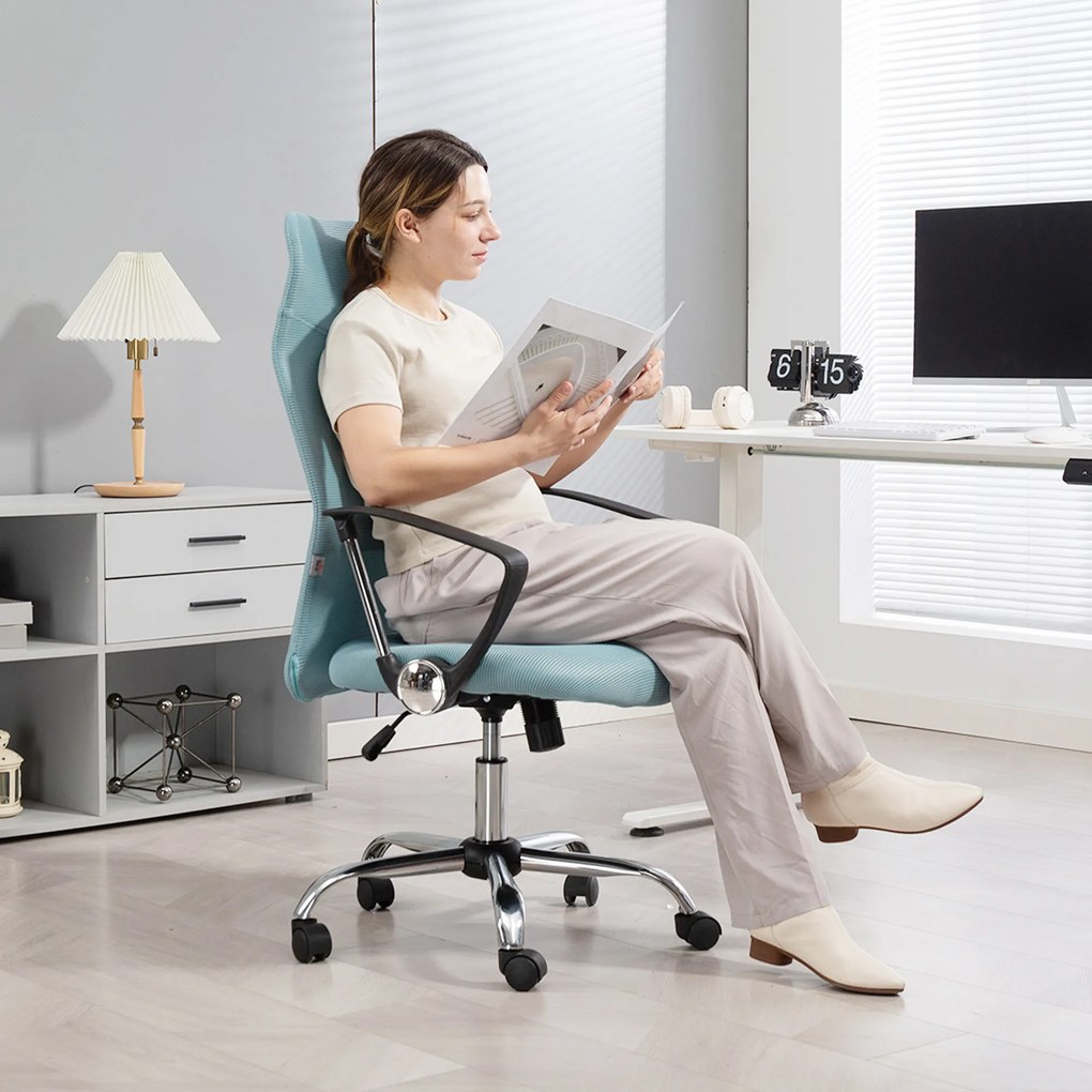 HOMCOM Scaun de Birou Ergonomic cu Înălțime Reglabilă și Spătar din Plasă, Verde | Aosom Romania