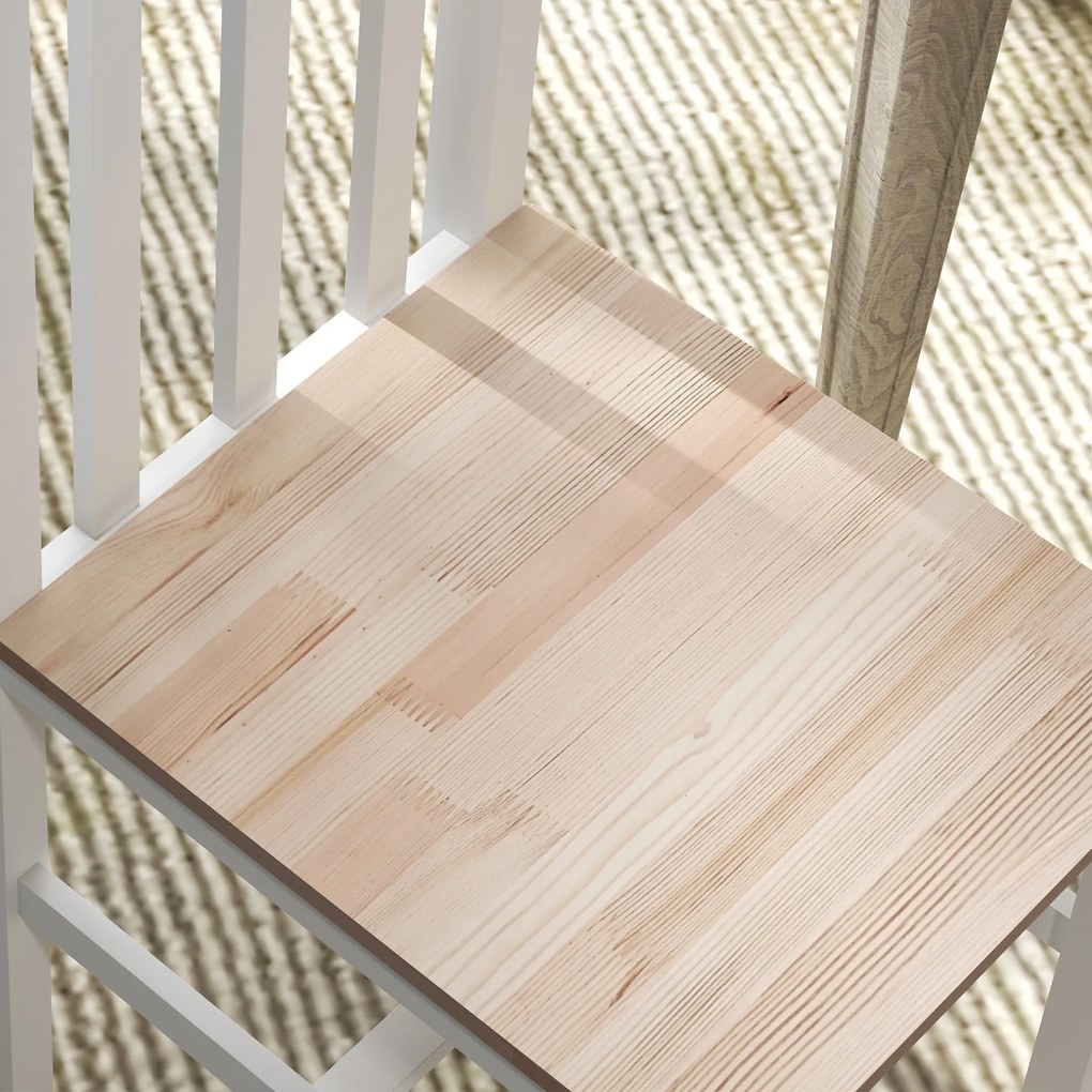 HOMCOM Set de 4 scaune de bucătărie, Scaune de masă Scaune de living, Lemn masiv, design modern, 38,5 cm x 47,5 cm x 99 cm, Natural | Aosom Romania