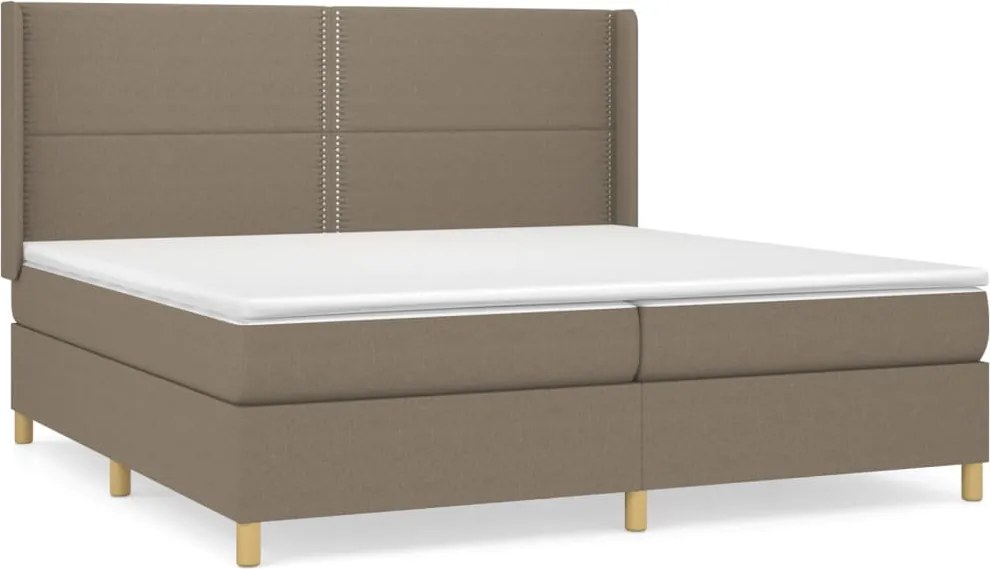 vidaXL Pat box spring cu saltea, gri taupe, 200x200 cm, textil