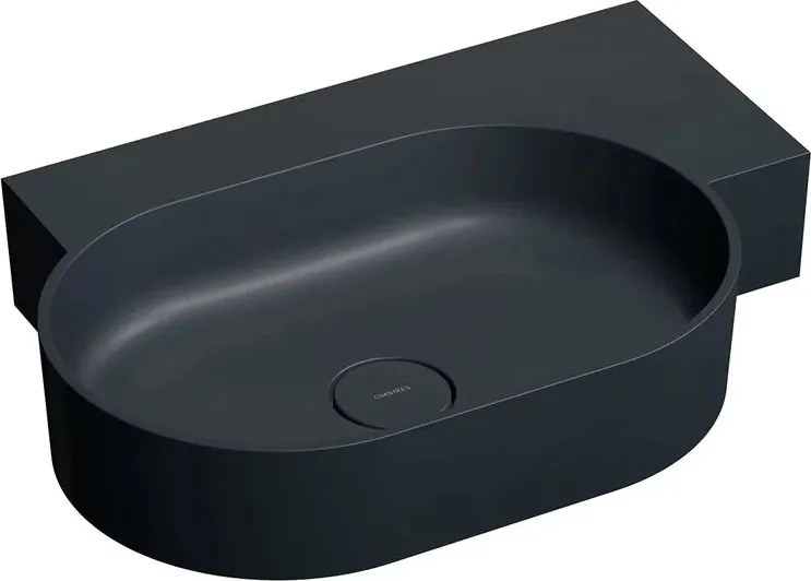 Lavoar suspendat Omnires Ovo M+ finisaj negru lava mat 64.5 cm dreapta