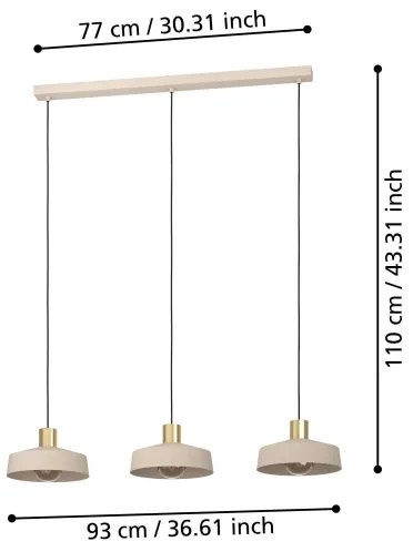 Lustră pe cablu Eglo 900431 VALDIOLA 3xE27/40W/230V