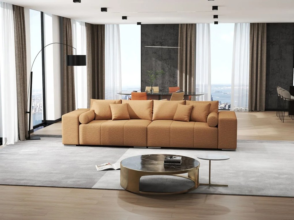 Canapea extensibilă dumonde cu ladă de depozitare si sezut confortabil din spuma high-density, Marbela Enjoy Mango XXL 295x100 cm