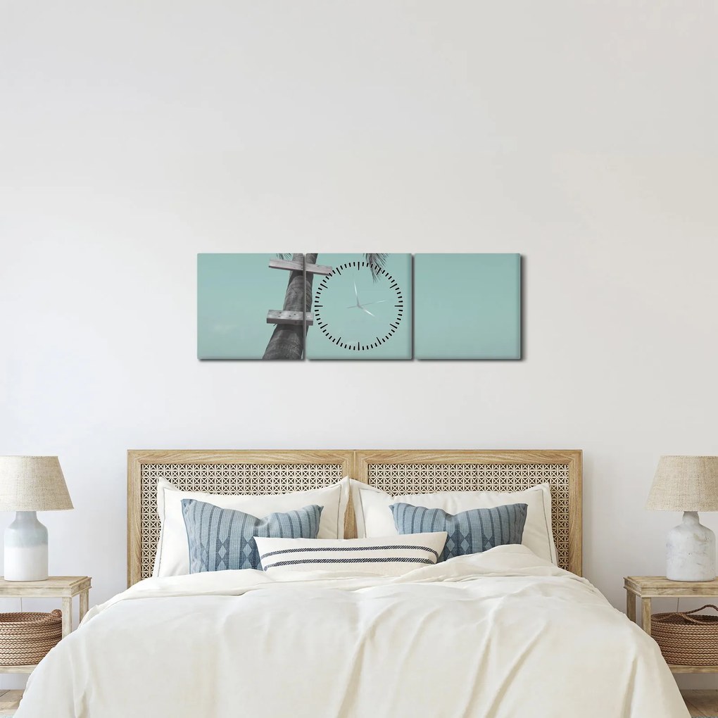 Tablou - Palma în Caraibe (cu ceas) (90x30 cm)