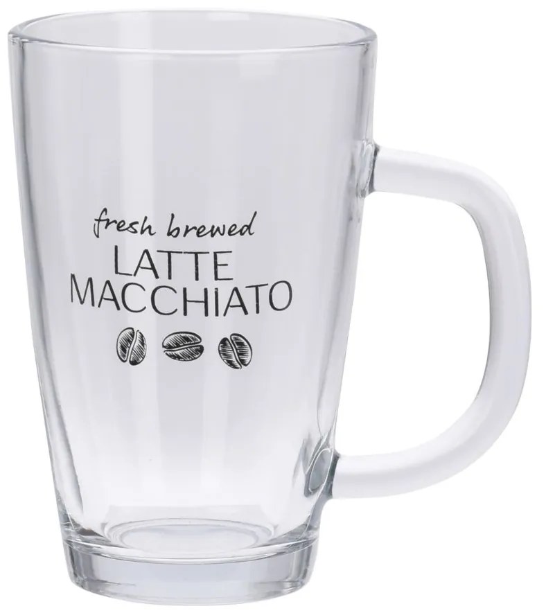 Set 2 căni, cu lingurițe, pentru latte macchiato, Excellent Houseware