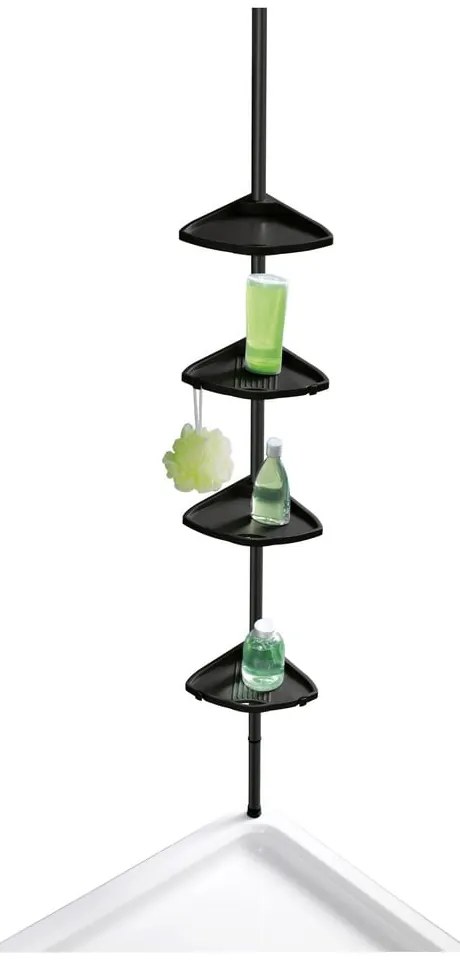 Raft pentru baie negru telescopic, pentru colț din plastic Compact – Wenko