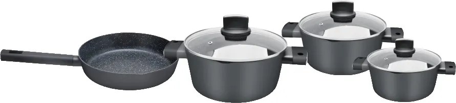 Set de oale Zilan ZLN0959 Negru, cu 7 piese, invelis din marmura si manere fine la atingere