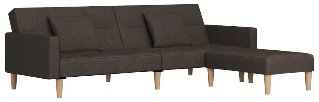Canapea extensibila cu 2 locuri 2 perne taburet, negru, textil Maro, Cu suport de picioare