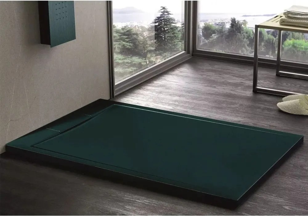 Cadita compozit pentru dus Inter Ceramic dreptunghiulara 120x80 cm verde smarald